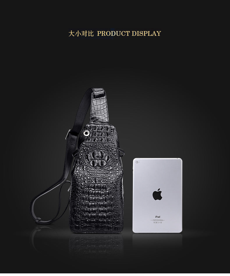 Crocodile bone skin bust bag genuine leather men's bag casual luxury crossbody bag