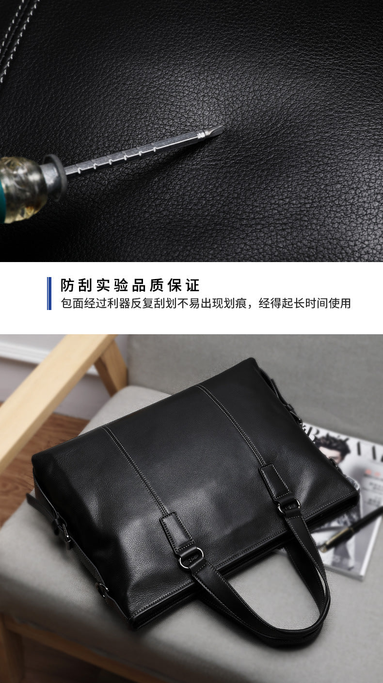 Men's Handbag Genuine Cowhide Leather Computer Bag Casual Business Briefcase Crossbody Bag