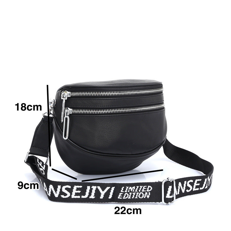Zipper Fashion Cowhide Shoulder Bag Genuine Leather Women Bags Shoulder Bag Goes With Anything
