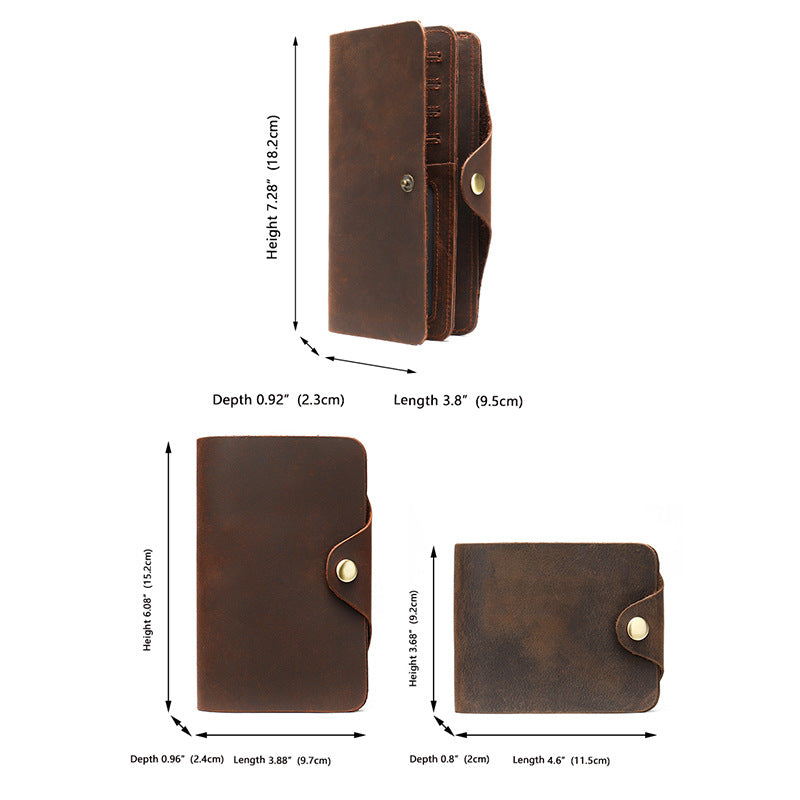 Men's Wallet Cow Leather Card Holder Large Capacity Clutch Bag Retro Men's Wallet