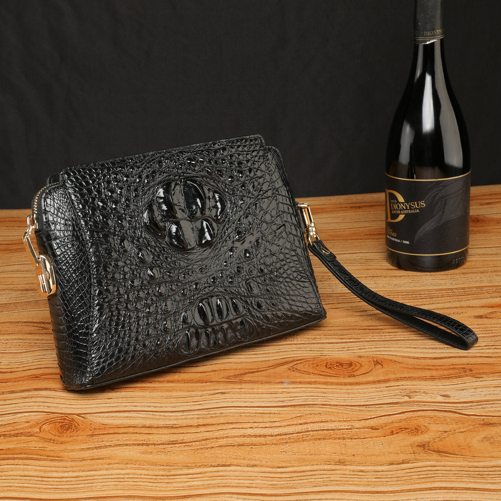 Crocodile Skin Genuine Leather Handbag Security Lock Business Casual Outdoor Conference Men's Bag