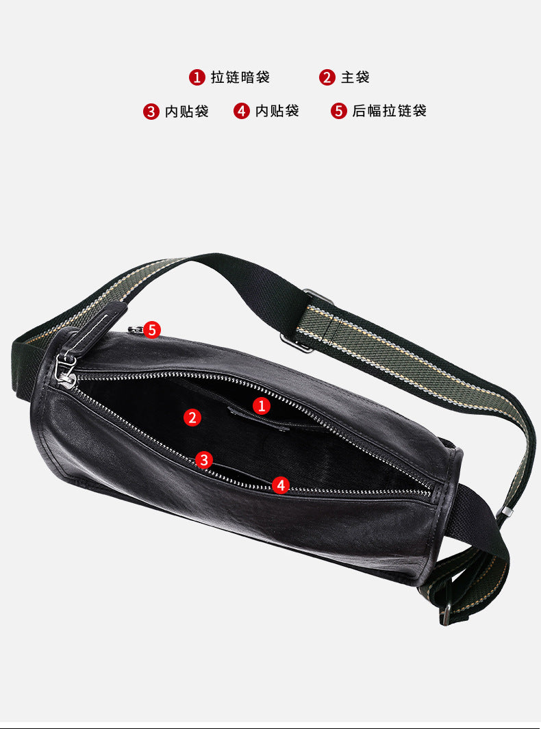 Men's Shoulder Bag Genuine Cowhide Leather Fashion Casual Commuting Crossbody Bag