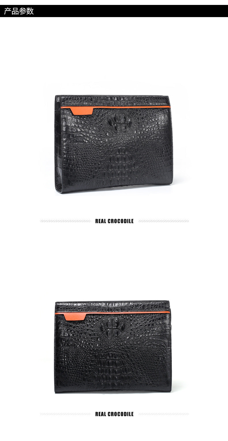 New type crocodile belly skin genuine leather men's handbag casual business large capacity card holder men's bag