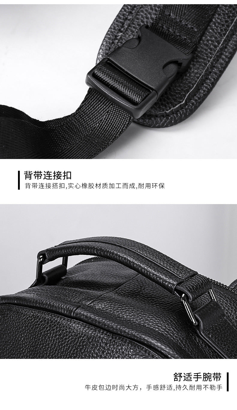 Men's backpack cowhide genuine leather high quality casual travel backpack