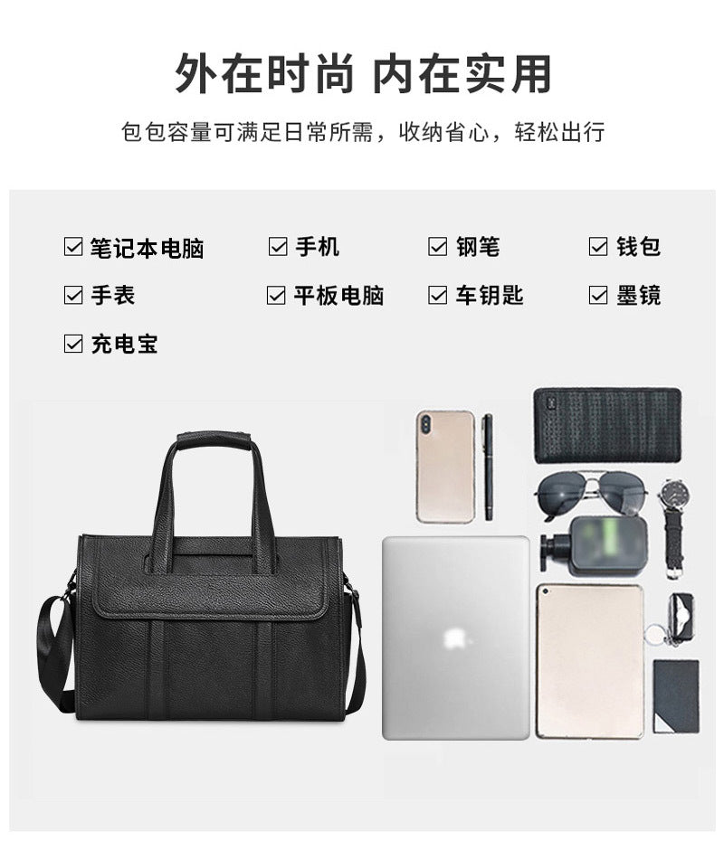 Men's briefcase genuine cowhide leather handbag computer bag business large capacity handbag
