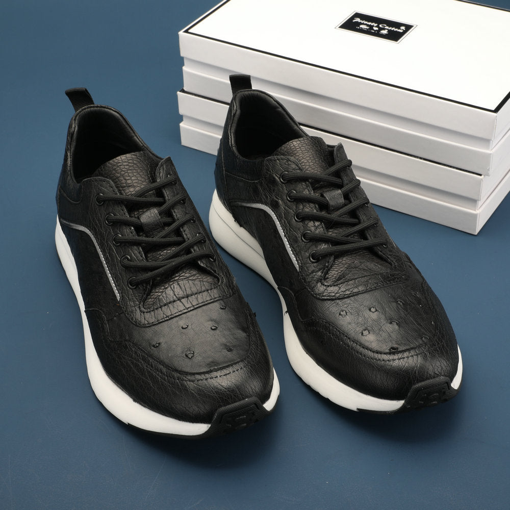 Ostrich skin men shoes genuine leather simple fashion casual shoes