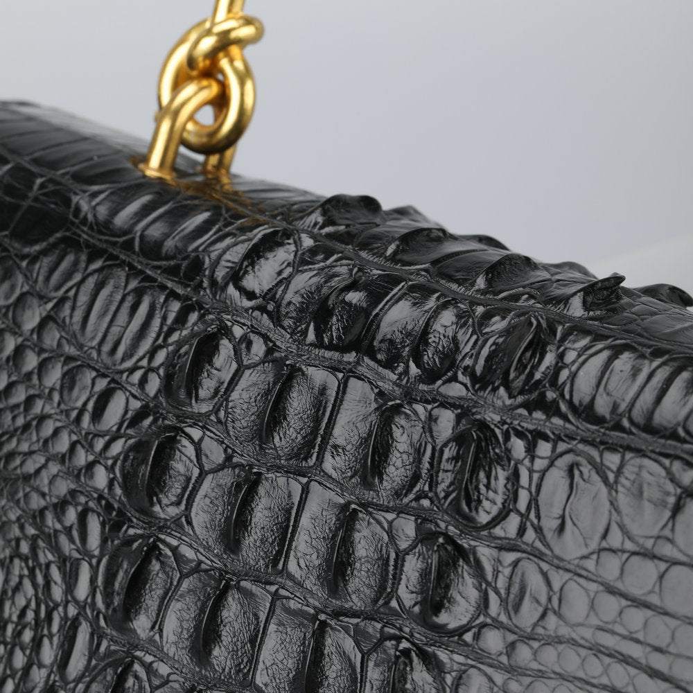 Siamese Crocodile Skin Women's Bag Women's Diagonal Shoulder Bag Genuine Leather Bag Leather Tote Bag Chain Bag