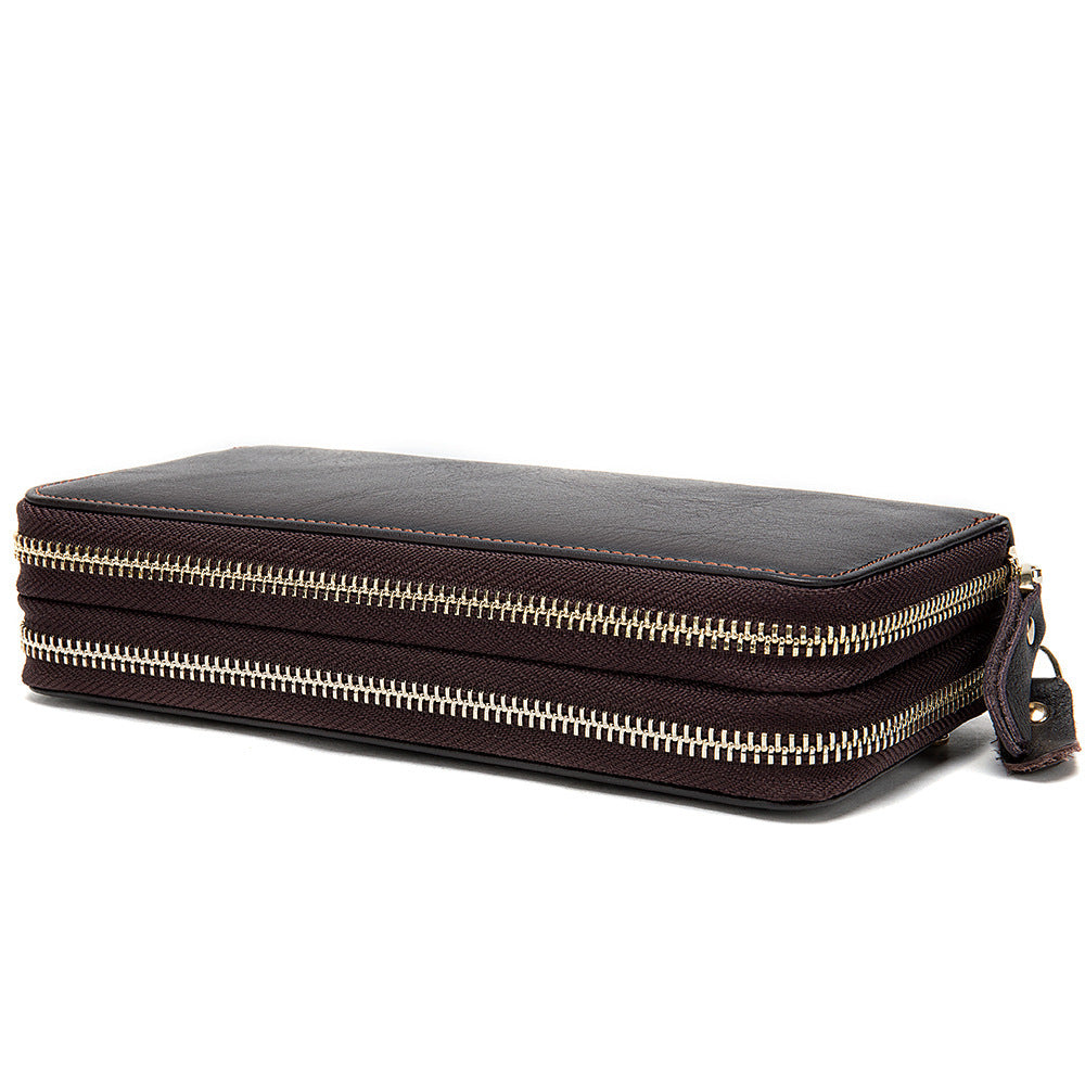 Men's long wallet double zipper card bag coin purse card holder business wallet for men