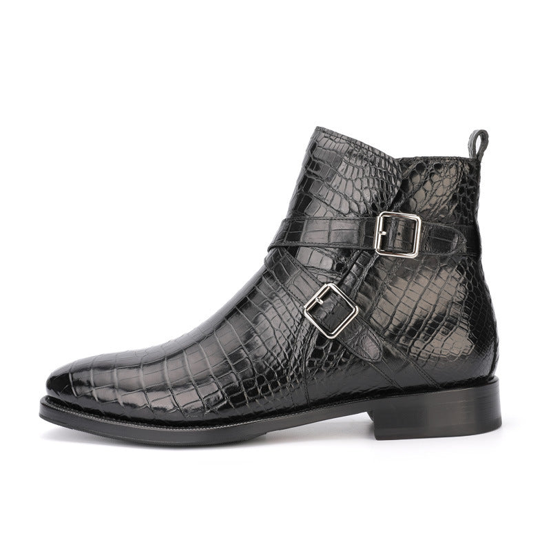 Men's Martin Boots Autumn/Winter Cold Protection Crocodile Skin Genuine Leather Men's Snow Boots