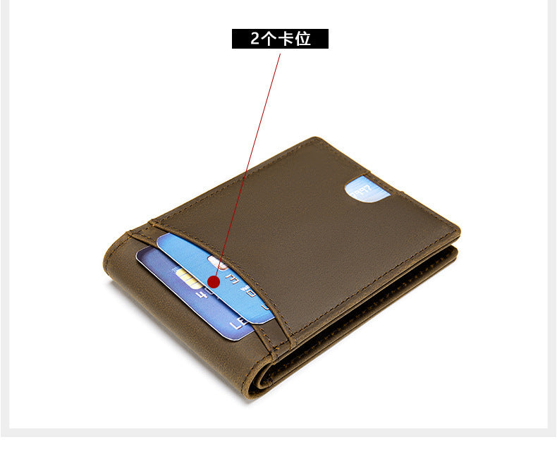 Men's wallet cowhide genuine leather retro RFID anti-theft brush card bag men's wallet