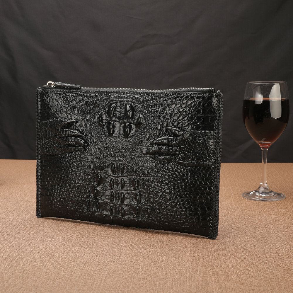 Crocodile Skin Genuine Leather Men's Handbag with Crocodile Claw High Quality Business Casual Men's Bag