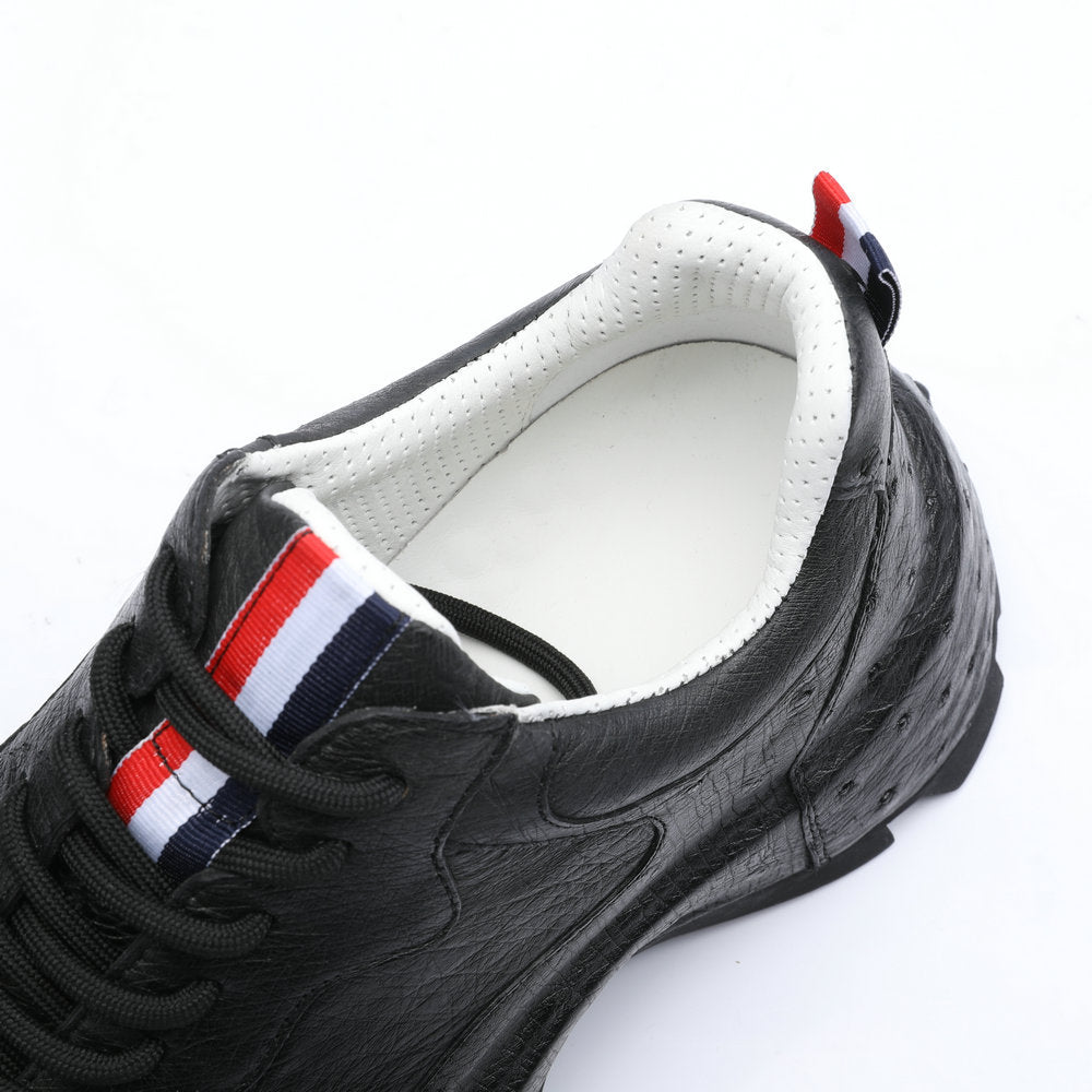 2023 New Ostrich Skin Men's Shoes Genuine Leather Luxury Fashion Casual Sports Shoes