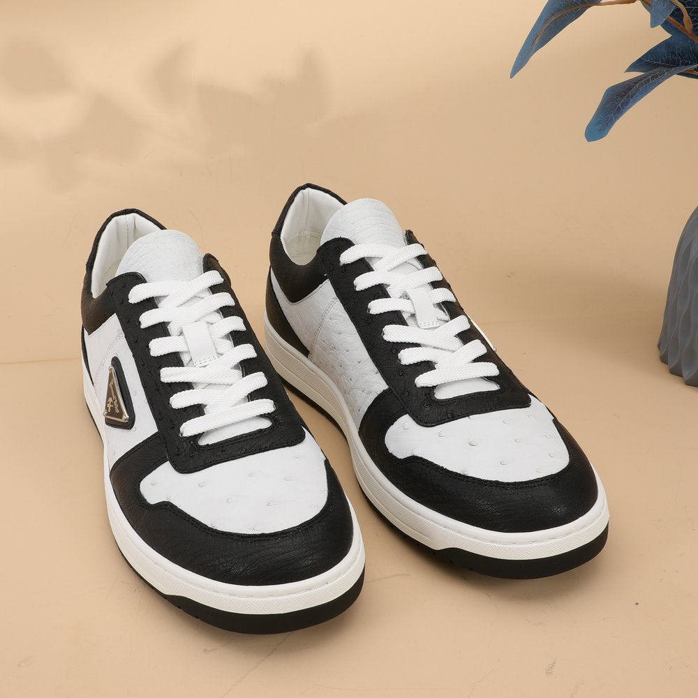 2023 New Ostrich Skin Men's Sneakers Genuine Leather Casual Fashion Men's Shoes