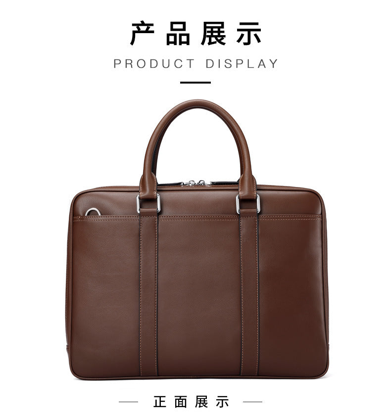Men's briefcase business genuine cowhide leather casual simple crossbody shoulder bag handbag