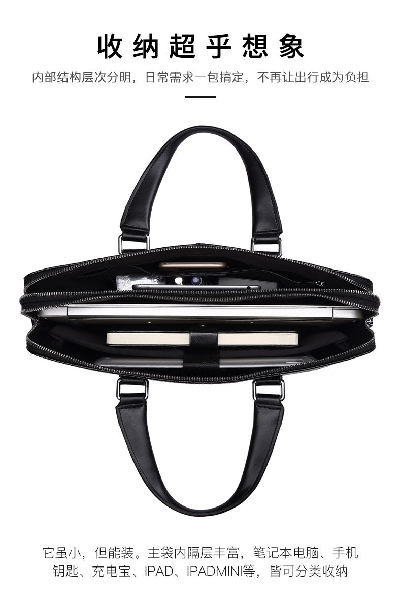 Men's handbag, handbag, genuine cowhide leather, large capacity, business computer bag, men's briefcase shoulder bag