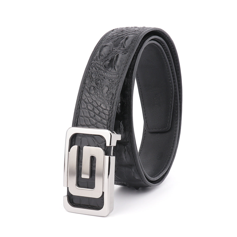 Men's Belt Crocodile Skin Genuine Leather Width 3.8cm Casual Men's Belt