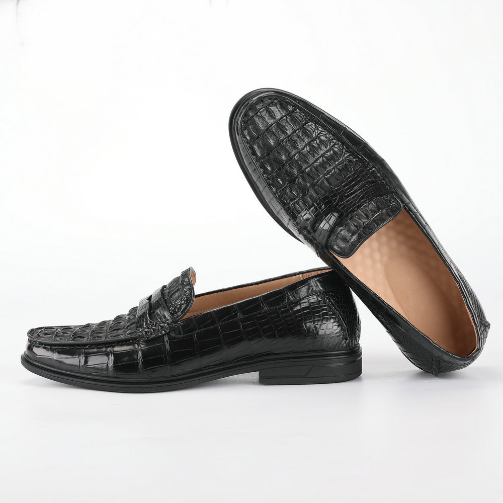 Crocodile Skin Genuine Leather Men's Leather Shoes Rubber Sole Moccasins Formal Business Casual Men's Shoes