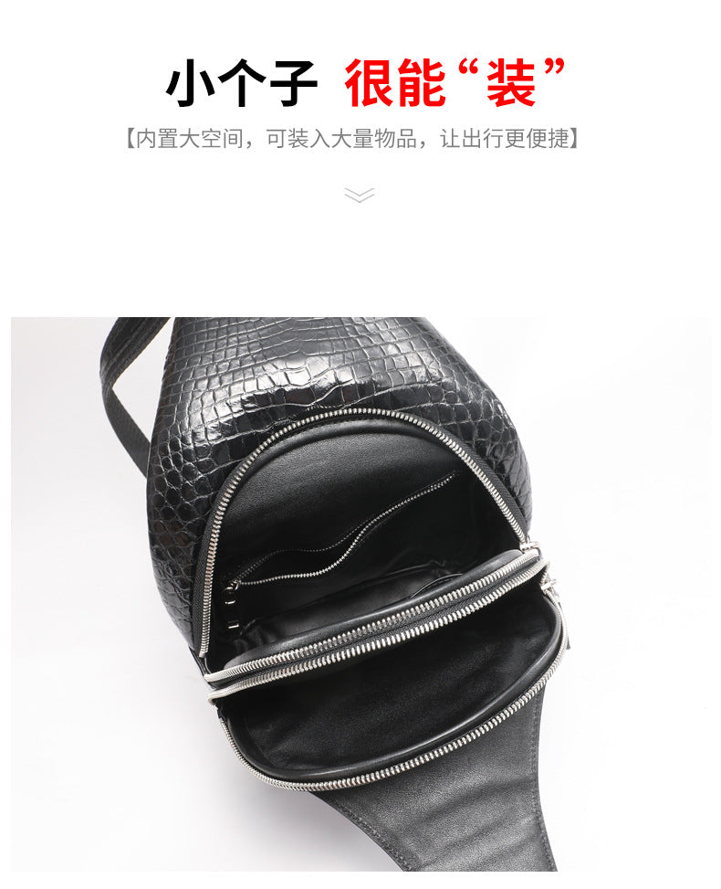 New Thai Siamese Crocodile Skin Men's Bust Bag Genuine Leather High Quality Casual Fashion Crossbody Shoulder Bag