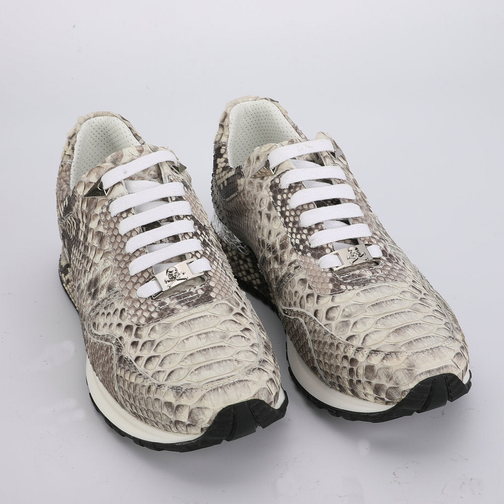 Python Skin Genuine Leather Men's Sneakers Sports Casual Shoes Wear-resistant Breathable Men Shoes