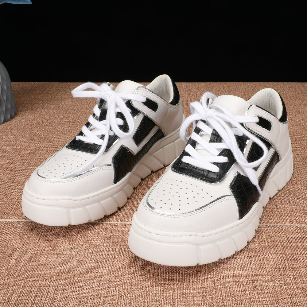 2023 New Crocodile Belly Skin Men's Casual Shoes Excellent Breathability Fashion Platform Men's Shoes