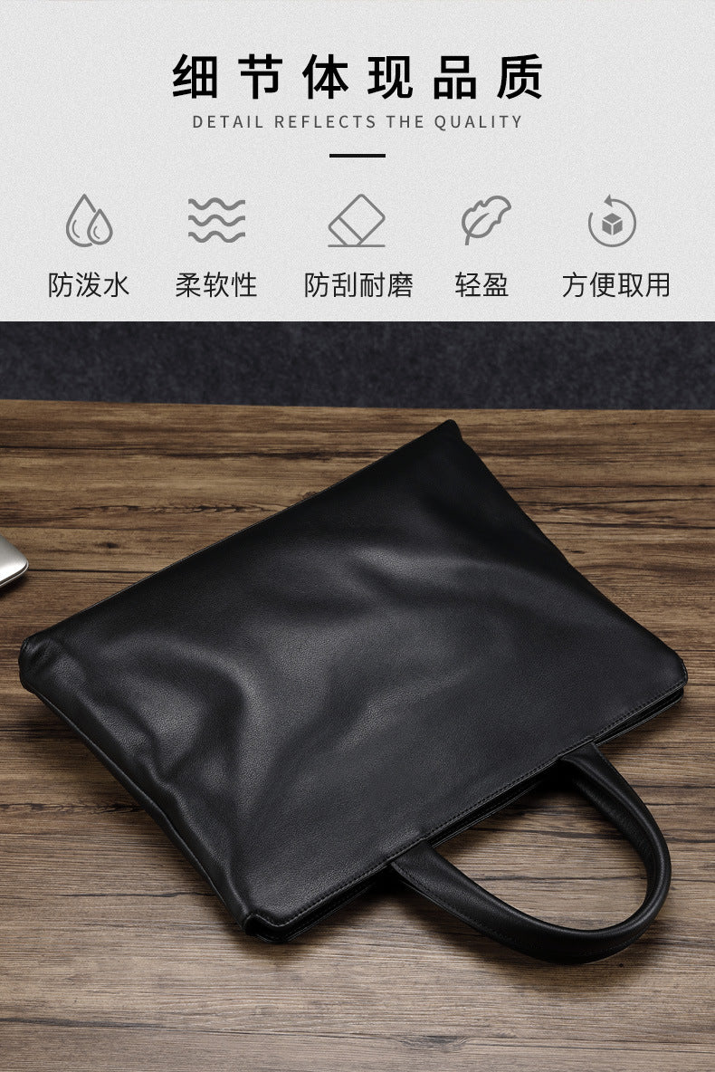 Men's Handbag Genuine Cow Leather Computer Bag Large Capacity Briefcase for Business Trips