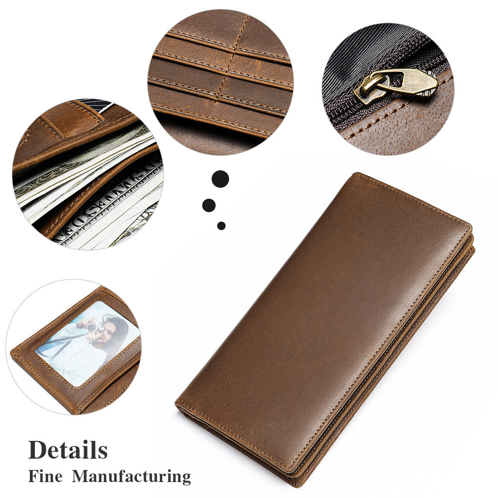 Men's long wallet handmade retro clutch bag coin holder wallet for men