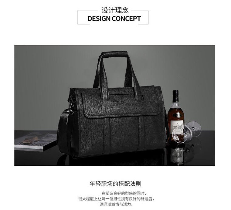 Men's Briefcase Genuine Cowhide Leather Computer Bag Business Large Capacity Handbag Crossbody Bag