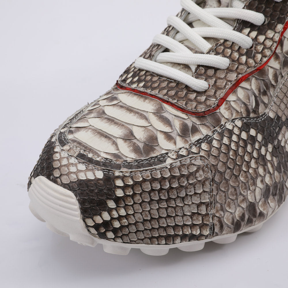 Python Skin Genuine Leather Men's Sneakers Sports Casual Shoes Fashion In Heels Men Shoes