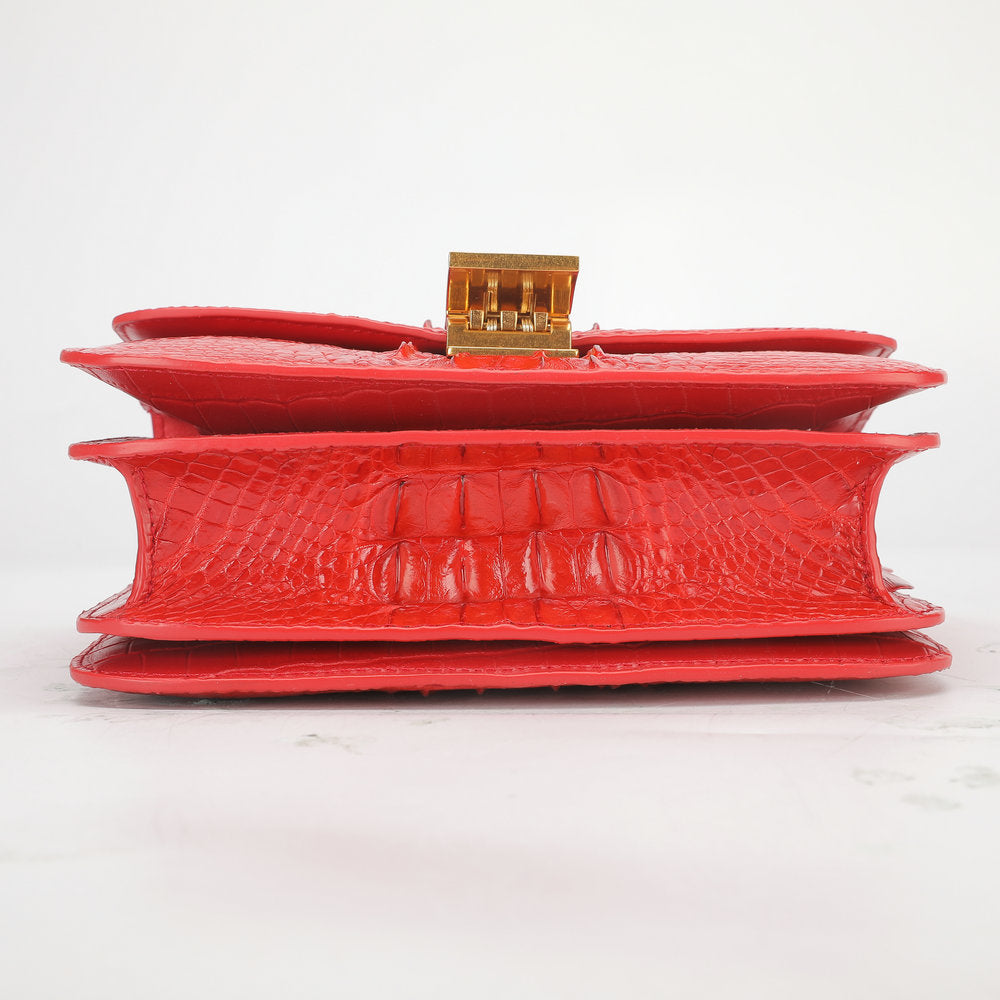 Siamese crocodile skin small square bag tofu bag shoulder bag ladies diagonal shoulder bag