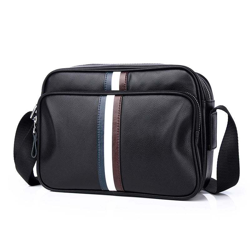 Men's shoulder bag, genuine cowhide leather, business fashion, large capacity, crossbody bag