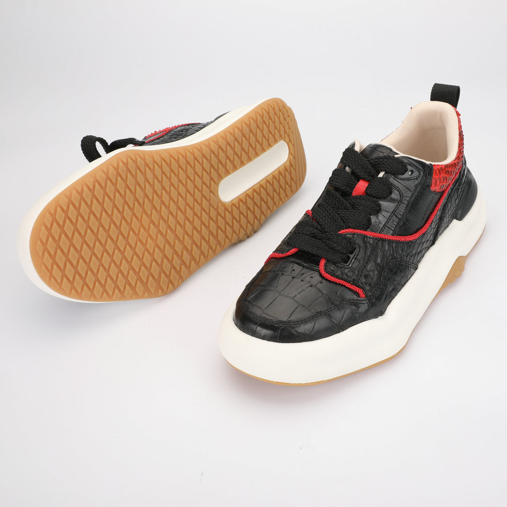 Crocodile belly skin genuine leather men's sneakers fashion sports casual shoes wear-resistant in-heel men shoes