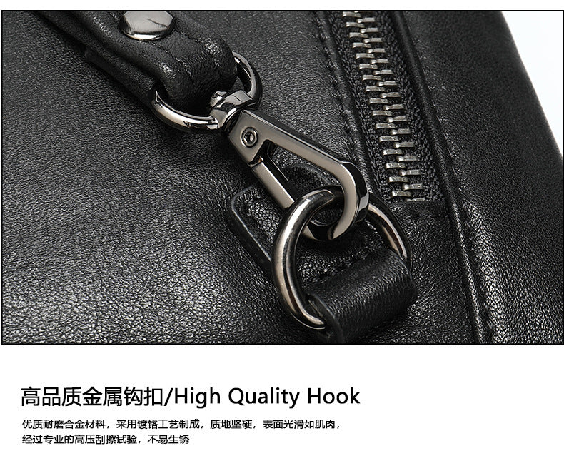 Men's Clutch Bag Genuine Cowhide Leather Vintage Large Capacity DIY Men's Wrist Bag Handbag