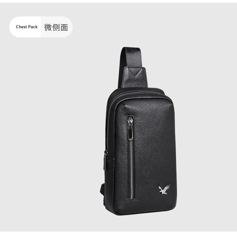 Men's bust bag cowhide Korean casual fashion simple crossbody bag