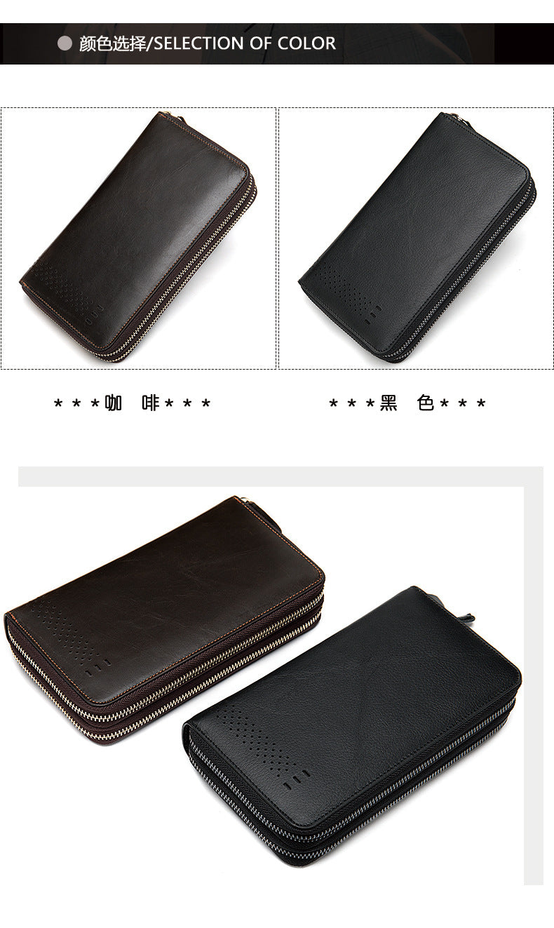 Men's long wallet made of genuine cowhide leather Korean fashion business clutch bag men's wallet card bag
