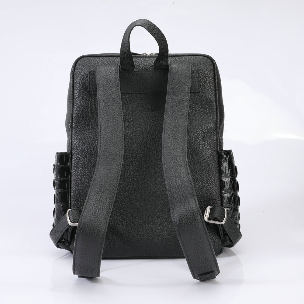 Crocodile bone skin and cowhide genuine leather men's backpack high quality business commuting casual outdoor travel computer bag