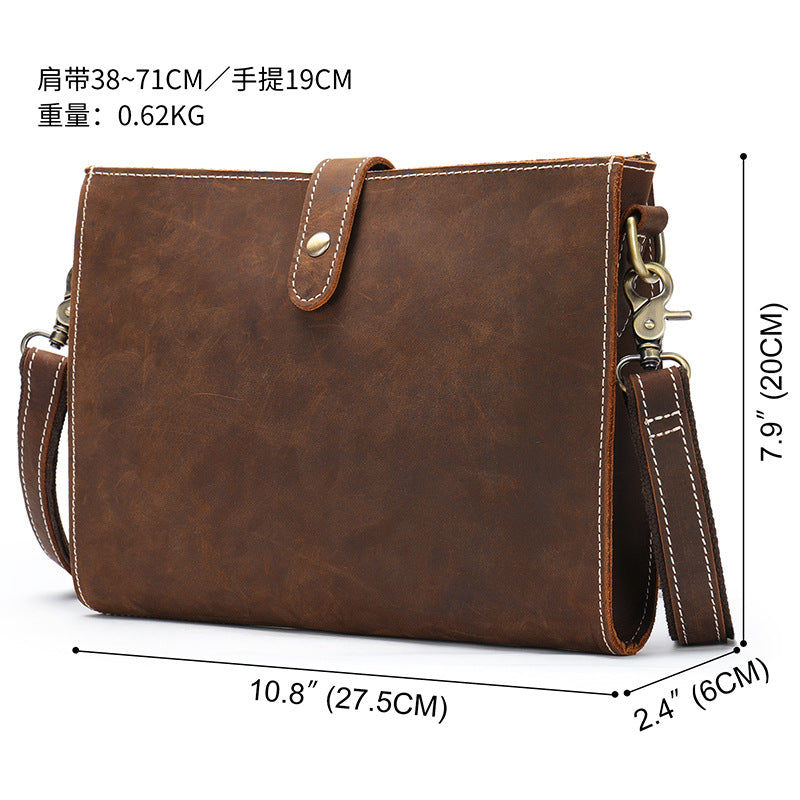 Men's Wallet Genuine Cowhide Leather Retro Crossbody Shoulder Bag Multifunctional Large Capacity Clutch Bag Men's Wallet