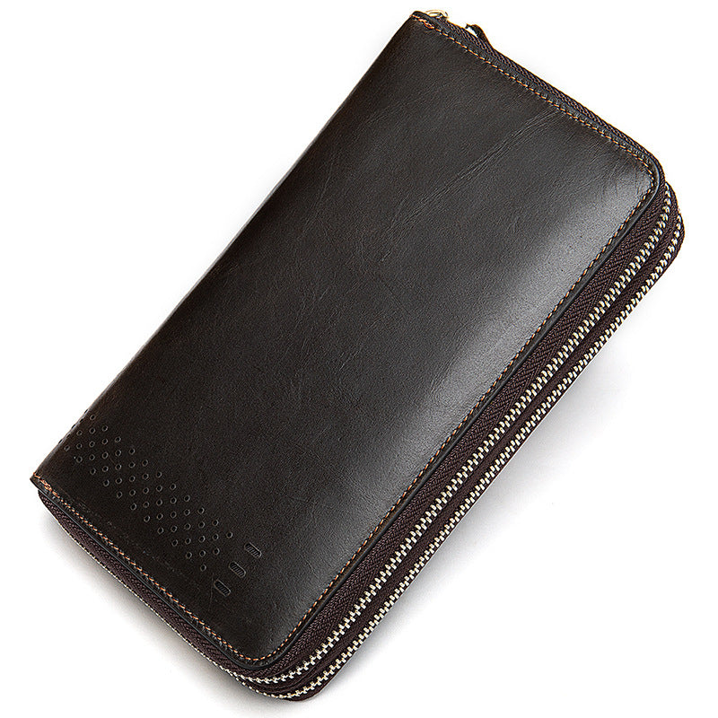 Men's long wallet made of genuine cowhide leather Korean fashion business clutch bag men's wallet card bag