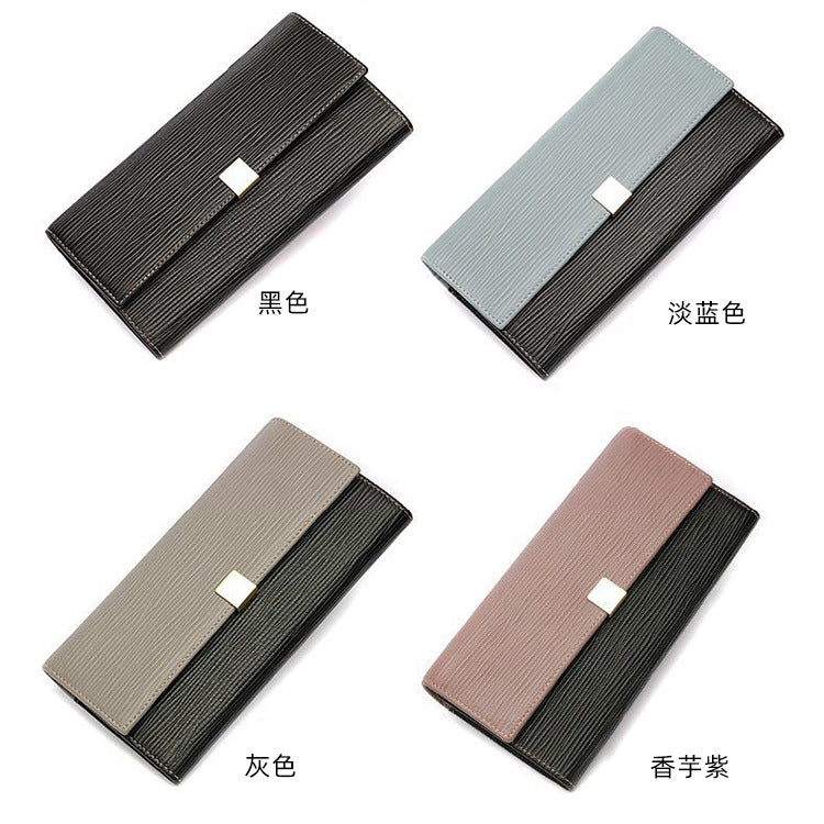 Women's genuine leather long wallet cowhide wallet ripple clutch bag fashion wallet