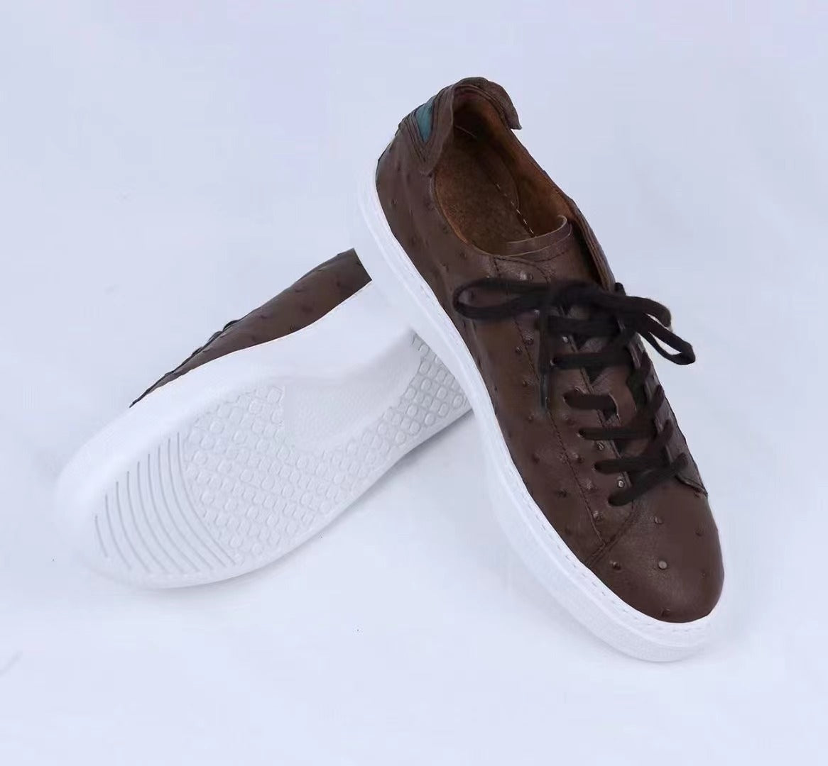 Ostrich Skin Men Shoes Fashion Genuine Leather Sneakers Men's Casual Sports Shoes