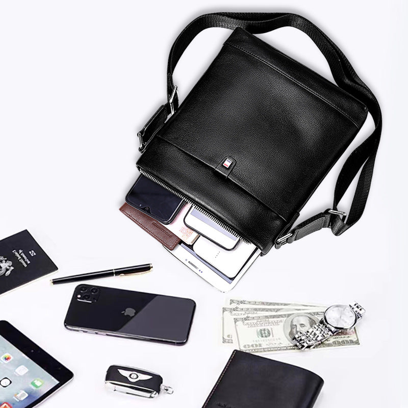 Men's Shoulder Bag Made of Genuine Cowhide Leather Large Capacity Casual Bag for Men