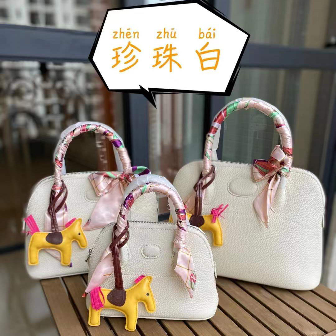 Women's Bag Cowhide Seashell Bag Stylish Handbag Zipper Large Capacity Shoulder Bag Casual Commuting