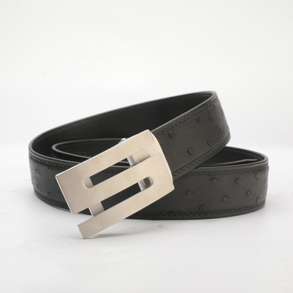New Ostrich Skin Genuine Leather Men's Belt Automatic Buckle Width 3.4cm Business Casual Luxury Men's Belt