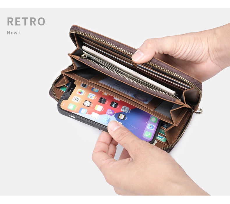 Men's Wallet Genuine Cow Leather Wallet Fashion Large Capacity Clutch Bag for Men