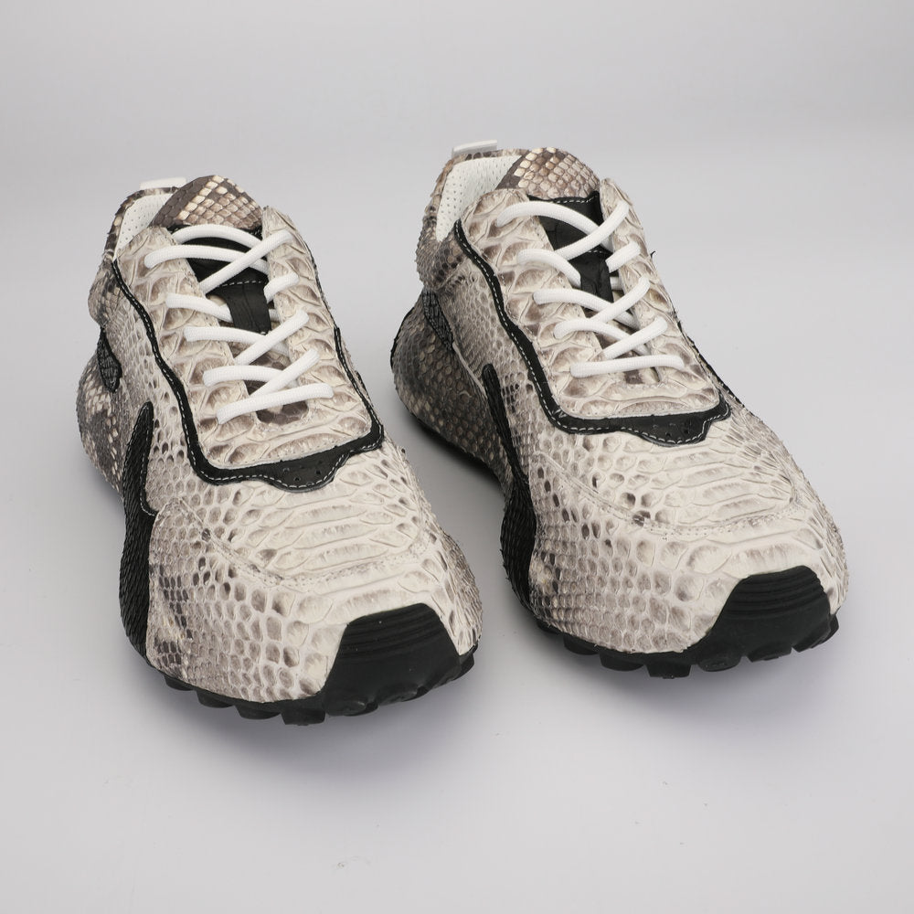 Python Skin Genuine Leather Men's Platform Sneakers Sports Casual Men's Shoes Fashion Anti-Slip Men Shoes