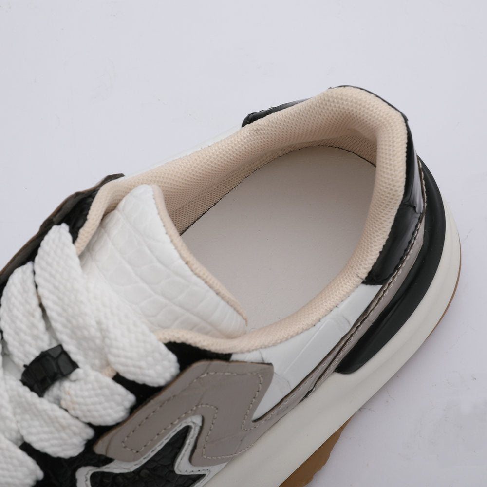 Men's Crocodile Belly Skin Casual Shoes, Genuine Leather, Fashion, Thick Sole, Anti-Slip Sneakers, Men's Sports Shoes