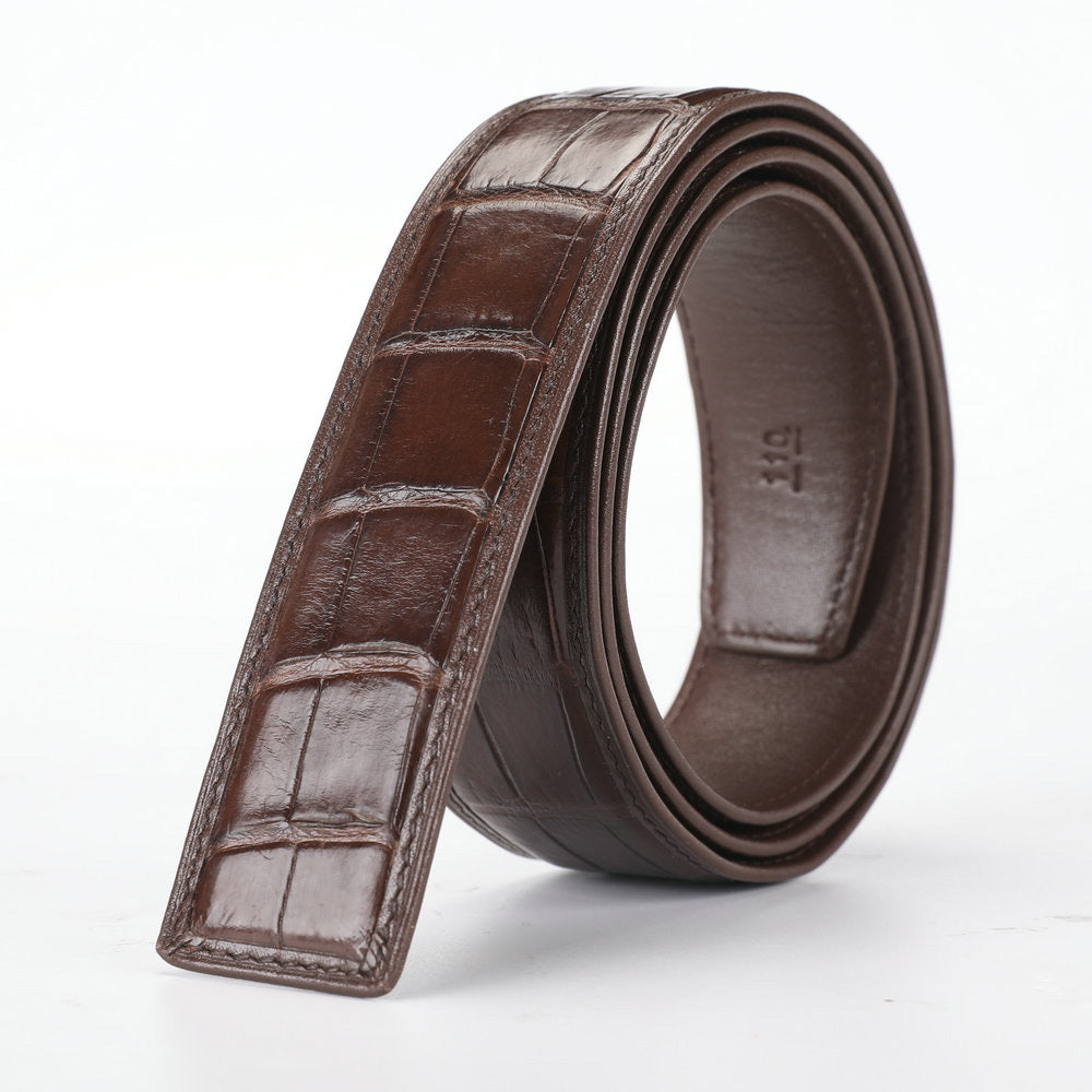 Crocodile skin belly skin without buckle men's belt genuine leather without splicing business casual plate buckle needle buckle men belt without buckle
