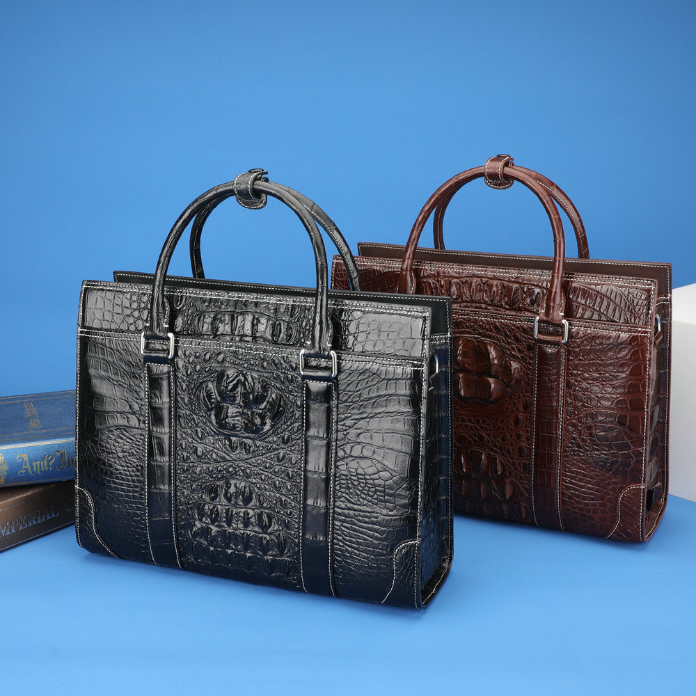 Men's briefcase Genuine crocodile leather handbag Business travel bag Office bag File bag Handbag