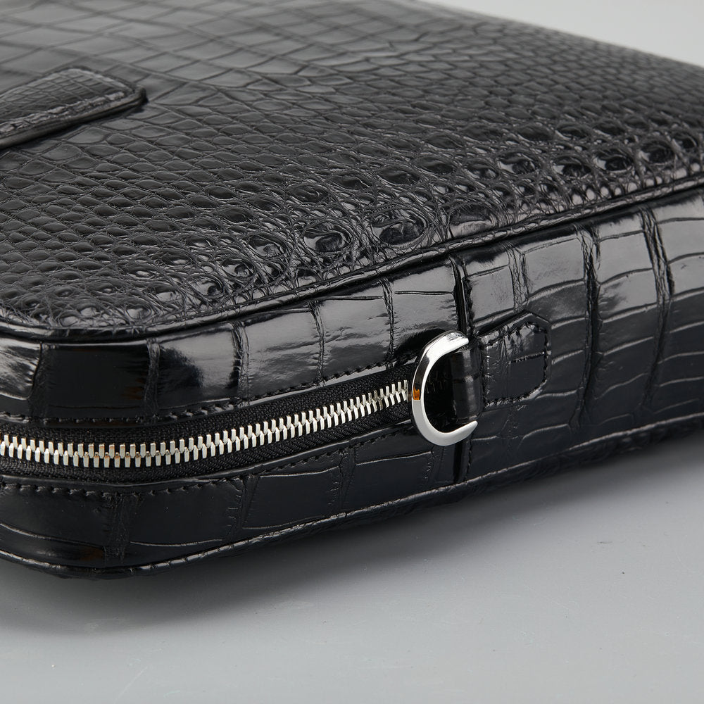 Siamese Crocodile Skin Genuine Leather Men's Briefcase Handbag Casual Business Trip Commuting Business Bag Office Bag File Bag Handbag