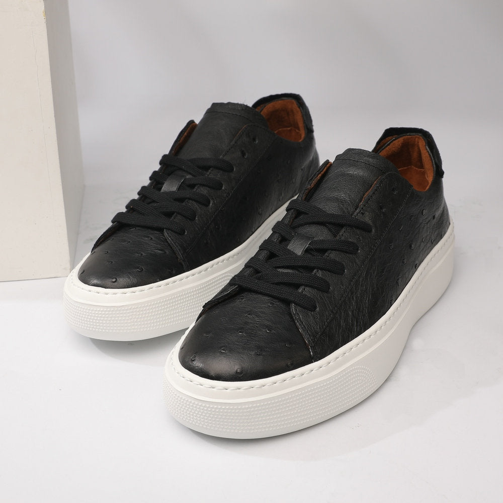 Ostrich Skin Men Shoes Fashion Genuine Leather Sneakers Men's Casual Sports Shoes