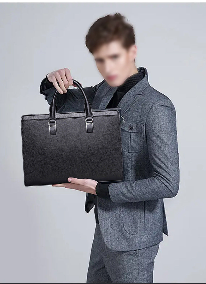 Men's handbag cowhide genuine leather computer bag large capacity business briefcase